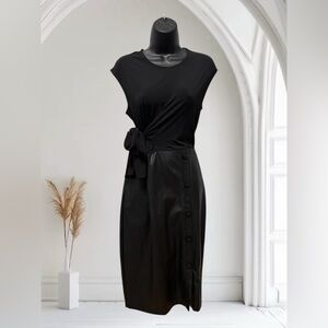 New York and Company Black Dress Faux Leather Skirt & Stretch Bodice